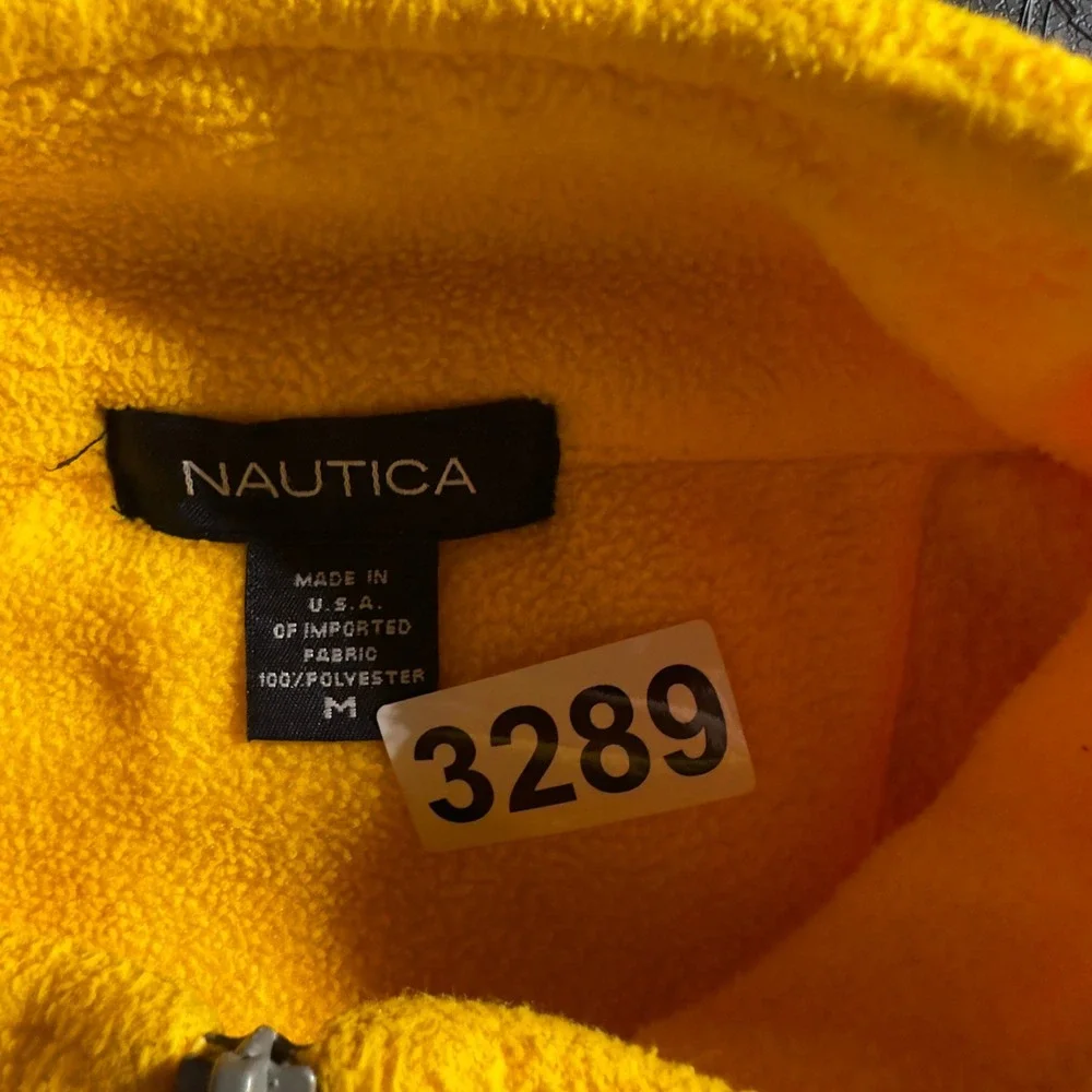 Vintage Nautica Fleece Quarter Zip Pullover Men M Yellow 90s